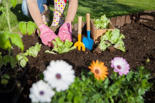 Prepared planting border with soil improvement and edging